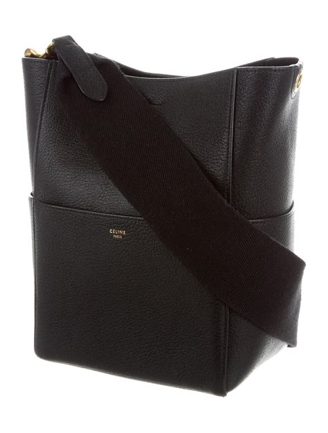 celine seau sangle bag black|Celine sangle small.